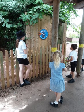 Giving  a tour of the school